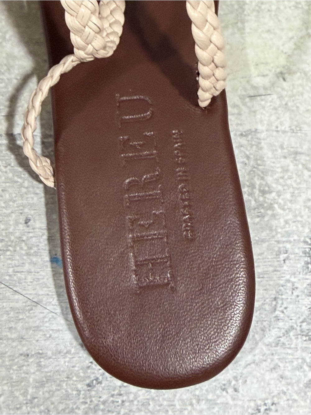 HEREU Rondaia Woven Leather Asymmetrical Sandals In Cocoa/Ivory Sz-8.US/38.EU - Picture 9 of 9